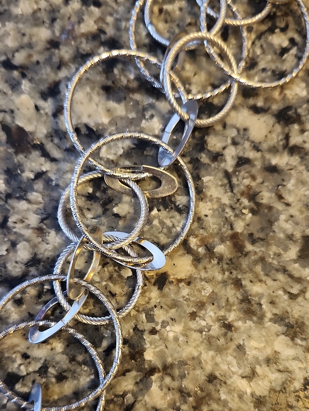 Layered Open Circle Link Necklace - Silver Tone - Picture 13 of 16